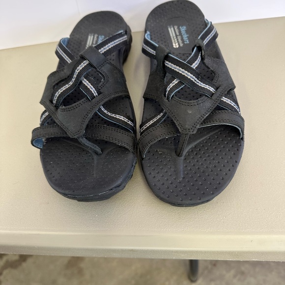 Skechers Black and Light Blue Strappy Sandals - Picture 2 of 4